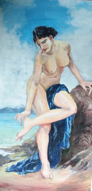 woman in the blue