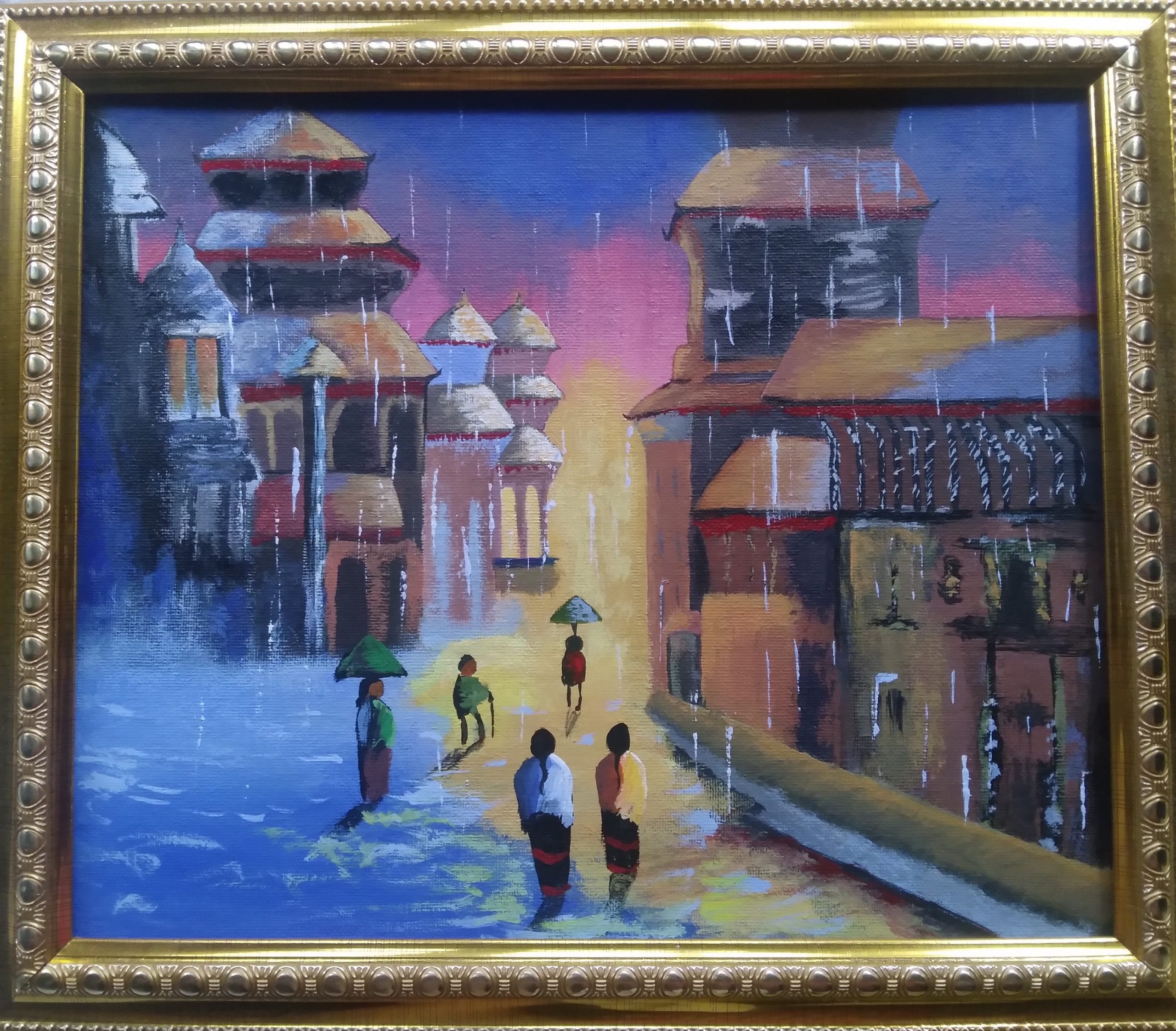 Durbar Square Painting ( Abstract Human Figures )