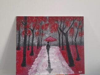 Walking in the rain painting on canvas
